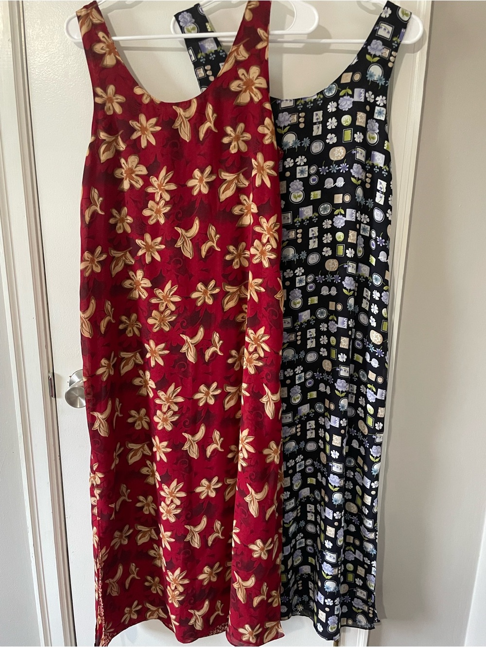 Bundle of 2 Reversible Floral Scoop Neck Maxi Dresses no tag see photos for size